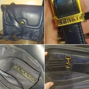Sereta Navy Leather Crossbody Bag